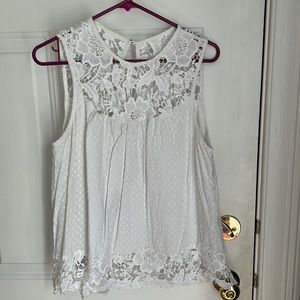 Anthropologie Lace Crochet White Top